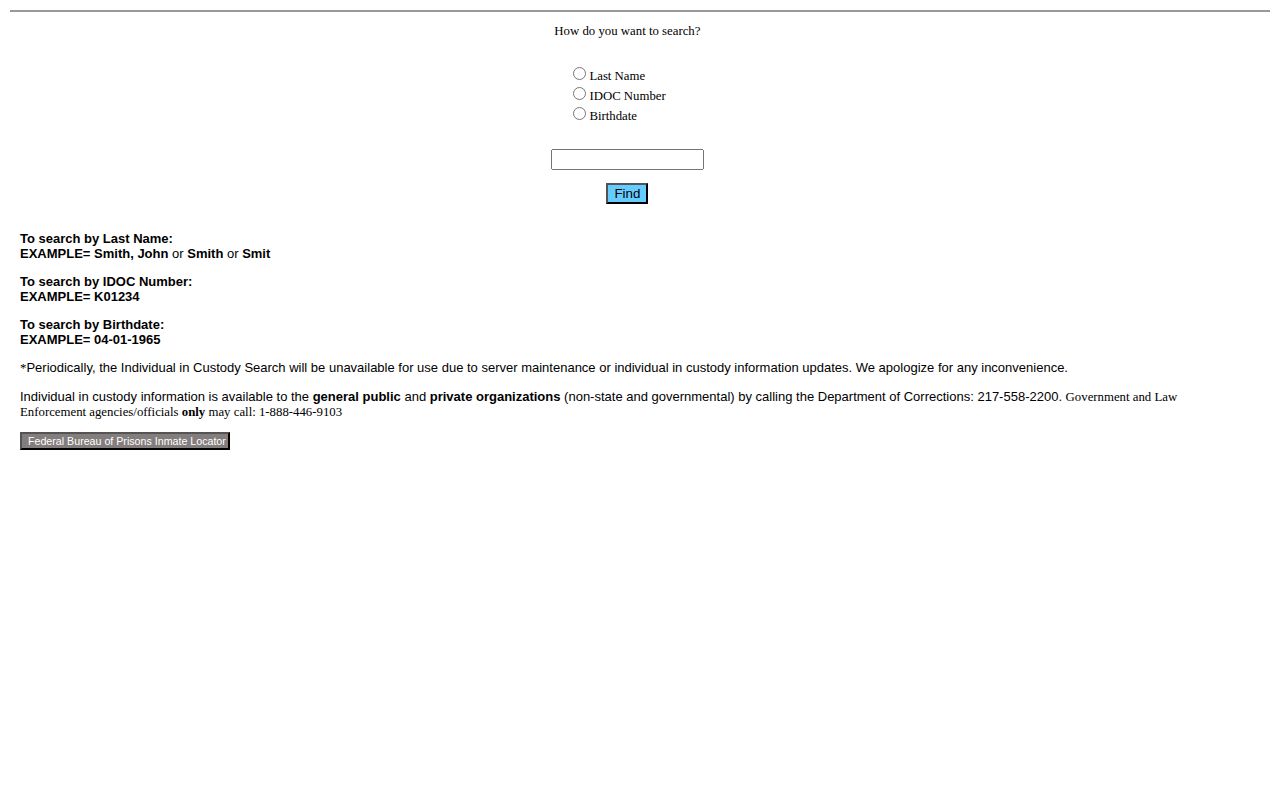 Schuyler County released inmates IDOC offender search form
