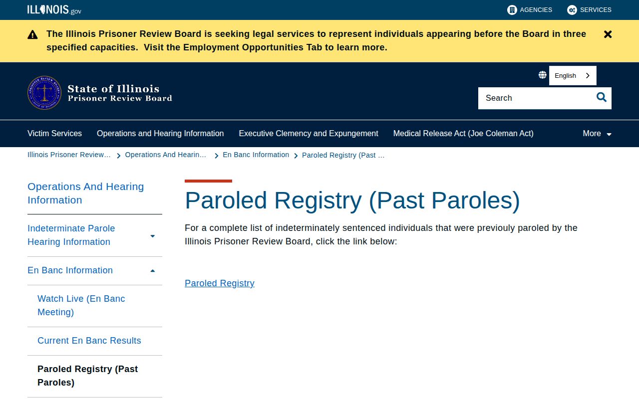 Illinois parole grant registry for Schuyler County parole records